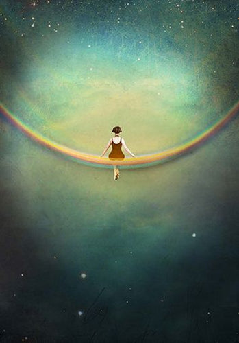 Nuovo Girl and Rainbow by Catrin Welz-Stein Unlined Journal