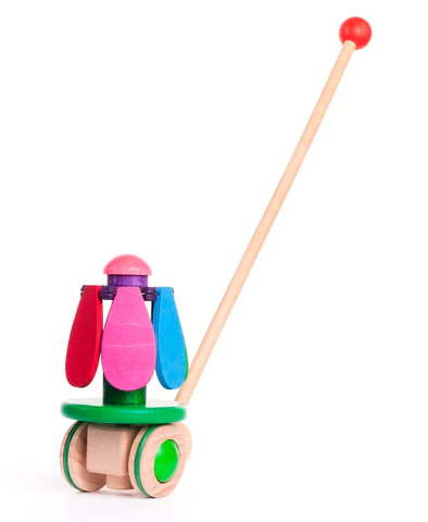 Bajo Wooden Flower Push Along - Rainbow