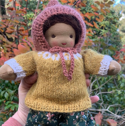 Moss & The Gypsy Mini Waldorf Formed Doll with Baby in Carrier