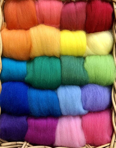 100% Merino Fleece - 16 assorted rainbow colours 160gm