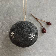 Felt Bauble Hanging Christmas Deco - Grey with stars