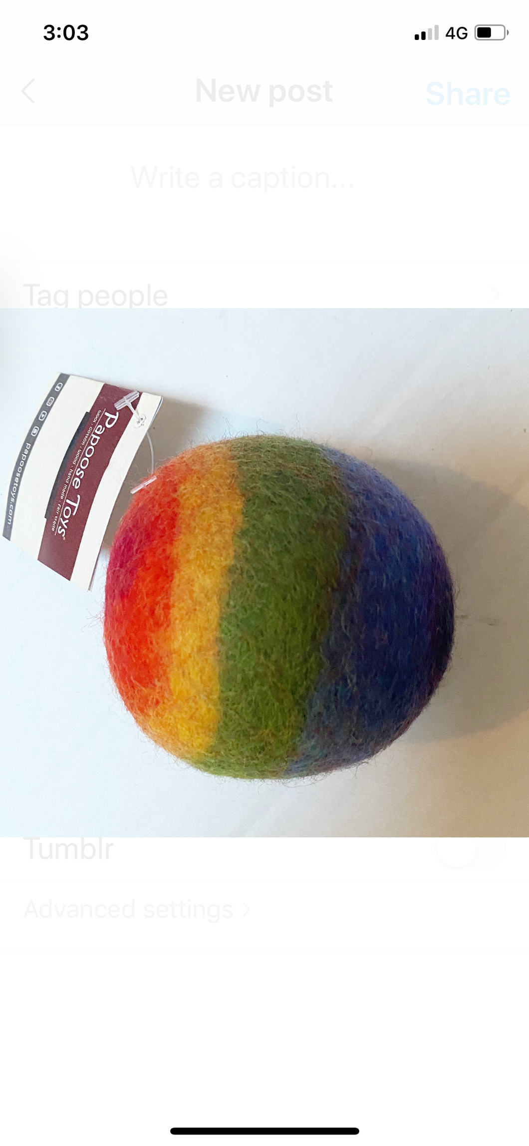 Felt Ball - Rainbow - 2 sizes