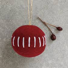 Felt Bauble Hanging Christmas Deco - Red with lines